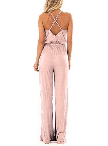 image for REORIA Women Summer Casual Loose Spaghetti Strap Sleeveless Open Back 