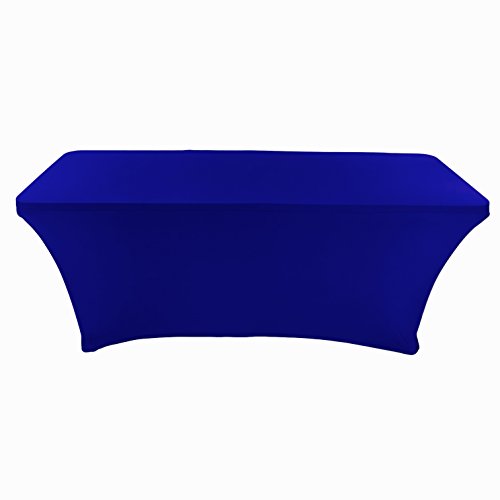 CB Accessories Stretch Table Cover 6ft Rectangular Fitted Spandex Full Length Tablecloth for Weddings, Conferences and Holiday Party (6 ft, Royal Blue)