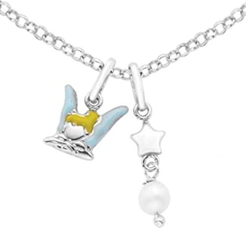 Sterling Silver Tinkerbell with Enamel &amp; Freshwater Cultured Pearl 14-16" Necklace