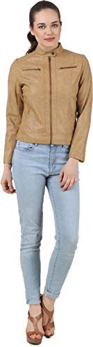 nibha creations latest fashion beige faux leather jacket for women and girls