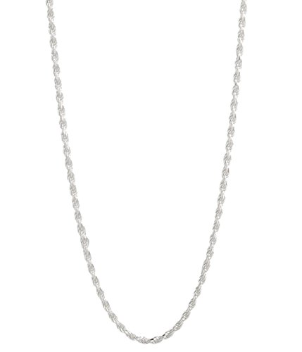 Collar de cadena de cuerda de corte de diamante de plata esterlina - 1.5MM-7.5MM - Hecho en Italia - 7 -30