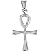 D Jewelry 925 Sterling Silver Plain Ankh Cross Charm Pendant Necklace with 20