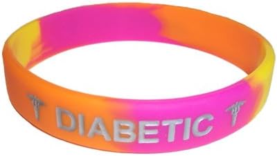 Diabetic Medical ID Wristband CitrusSwirl with Silver Color Fill Medium