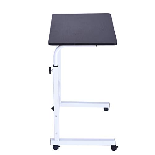 QUICATCH 【Ship from USA】 Home Office Chair Desk Chair Lifted Lowered Mobile Computer Desk Bedside Table Steel Frame Black/Walnut Wood