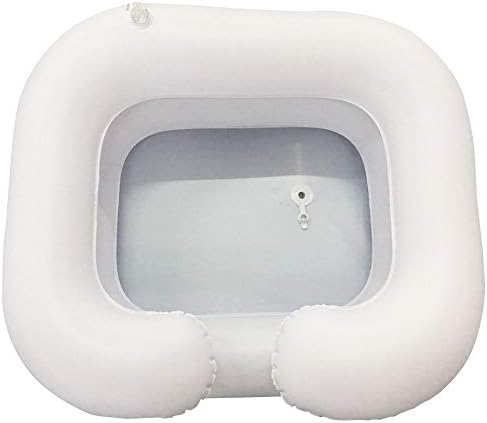 Hair Washing Basin PVC in Bed Conditioner Disabled Inflatable Salon Hairdressing Elderly Care Handicapped Shampoo Tray Portable Assistive Aid with Drain Tube(Black)