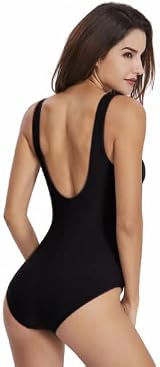 Womens One Piece Swimsuit Tummy Control Striped Scoopback Removable view 2