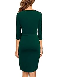 Lyrur - Vestido de mujer de manga 3 4, estilo informal, para fiesta, corbata de cintura, para cóctel, color negro