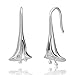 925 Sterling Silver 3D Beautiful Calla Lily Flower Dangle Hook Earrings