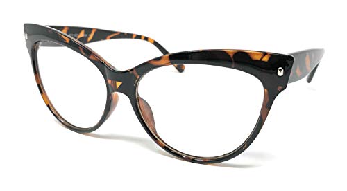 WebDeals - Cateye or High Pointed Eyeglasses or Sunglasses Vintage Inspired Fashion...... (High Point, Tortoise Brown/Clear)