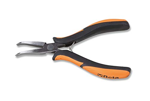 Beta 11720102 Model 1172 Bm/P Flat Bent Long Nose Pliers, Bi-Material Handles, 140mm Smooth
