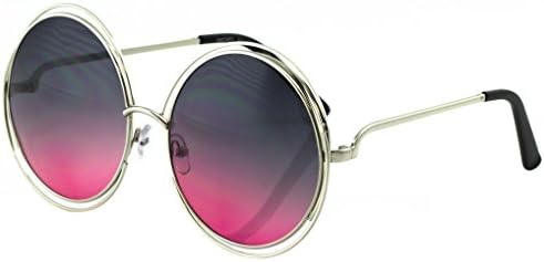Carlin Oversize Big XL Double Wire Round Gray Pink Sunglasses