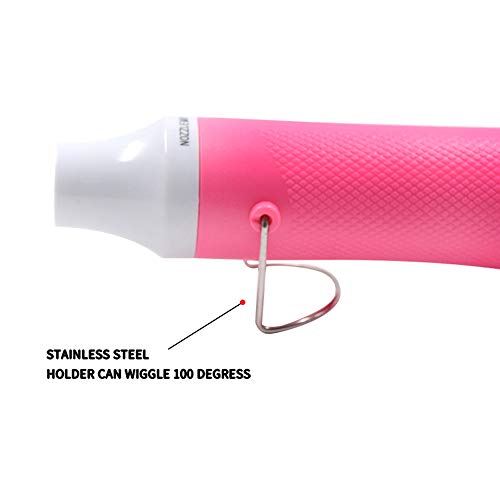mofa emboss Heat Gun, Hot Air Gun Tools Shrink Gun with Stand For DIY Embossing And Drying Paint Multi-Purpose Electric Heating Nozzle 300W 110V (Pink,White)