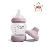 Brother Max Baby Bottles, Anti-Colic Breast-Milk Feeding Bottles, Breast-Like Nipple for Natural Latch, BPA-Free (Pink, 5oz)