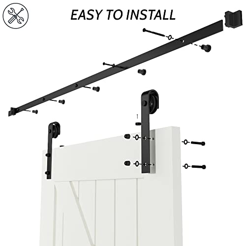 SANKEYTEW 6ft Single Door Barn Door Hardware Kit Heavy Duty Barn Door Track Kit Easy Install