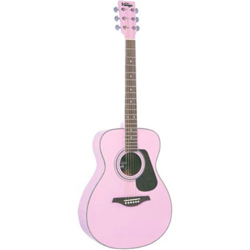 Vintage V300 Guitar Pink Acoustic Amazon.co.uk Musical Instruments