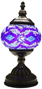 SUFI Mosaic Desk Lamp Handmade Turkish Moroccan Glass Table Desk Bedside Lamp Light Vintage Stained Glass (Purple)