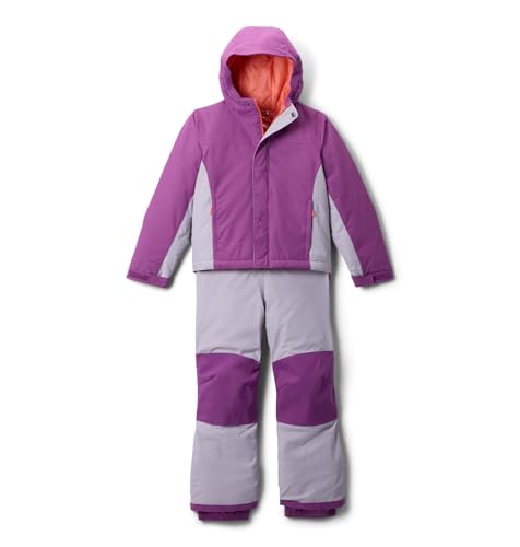 Columbia Youth Buga 3 Set, Snowsuit Ski Jacket and Pants Set, Satin Pink/Rich Wine, Small