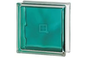 Quality Glass Block 7.5 x 7.5 x 3 Brilly Wave Turquoise Color Glass Block