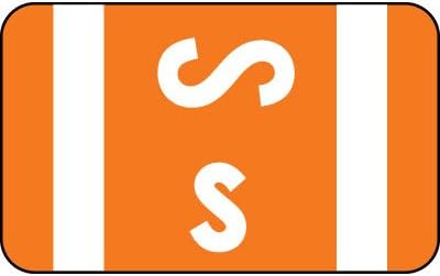 Smead ACCS Compatible Alphabetic Color Code Labels- Letter S, Orange (250/Roll)