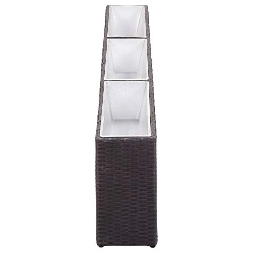 Extaum Garten-Pflanzkasten-Set 3 Pflanztöpfe mit 3 Töpfen 150×20×40 cm Poly Rattan Schwarz/Grau Geeignet für Garten… – Bild 5
