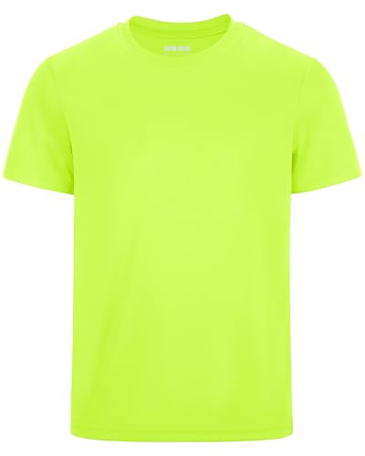 Runhit Boys Neon Athletic T-Shirts Kids UPF 50+ Short Sleeve Rash Guard Youth Sports Undershirt for Basketball Soccer Baseball Fluorescent Green XS at Amazon