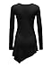 Lock and Love WT960 Womens V Neck Long Sleeve Tunic Top with Asymmetrical Hem XL Black
