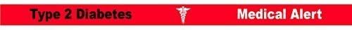 ? NEW ? - TYPE 2 DIABETES WRISTBAND MEDICAL ALERT - 3 TONE BRACELET - 100% Silicone id card Emergency first aid diabetic identity rubber permanent ink Debossed bands (1 x Red Wristband)