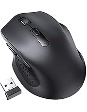 Wireless Mouse for Computer Laptop PC, Office Mouse for Work from Home Tri-Mode(2.4GHz+Dual BT3.0/5.0)/ 7 Buttons, 5 DPI Adjustable (Max 3200), Black, USB Receiver Wireless Mice