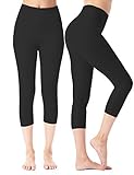 Natural Feelings Ultra Soft Capri Leggings for Women with High Waist, Tummy Control Stretch Slim Tights Black