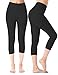 Natural Feelings Ultra Soft Capri Leggings for Women with High Waist, Tummy Control Stretch Slim Tights Black