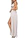 BerryGo Women's Sexy Sleeveless Backless Deep V Neck Split Satin Long Party Dress Gown Silver