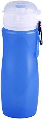 Kinor Collapsible Water Bottle, Silicon Foldable Leak Proof Outdoor 450ml Water Bottle (Blue)