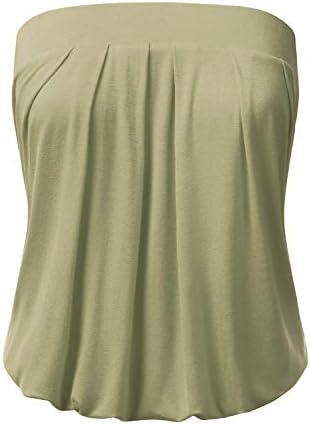 DRESSIS Womens Basic Sleeveless Pleated Tube Top DUSTYSAGE 2XL