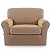Easy-Going 2 Pieces Microfiber Stretch Chair Slipcover – Spandex Soft Fitted Sofa Couch Cover Washable Furniture Protector with Elastic Bottom Kids Pet Camel
