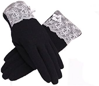 Apparelsales Womens Autumn Winter Warm Full Finger Lace Gloves Mittens Black