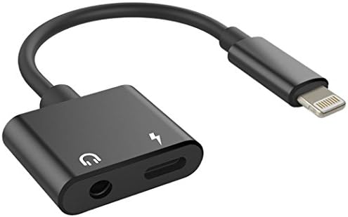 Homfulus-01 iPhone adapter, Lightning to Charge & 3.5mm Audio Splitter For iPhone 7/8/X, Support iOS 11 or Up, 1 Piece/Pack [No Calling Function]-Black