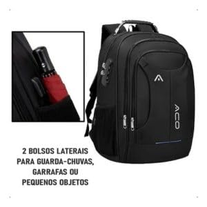 Mochila Masculina Feminina para Notebook 17” Executiva – Impermeável, Antifurto, USB e Fone, Alça Reforçada de Aço, Escolar, Faculdade, Trabalho, Viagem, Grande, Confortável, Premium'