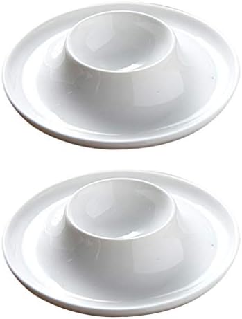 Hemoton 2個セラミックエッグホルダースタンドゆで卵用エッグカップ卓上カップ朝食ホワイト