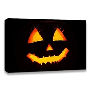 Canvas Wall Art Halloween Pumpkin Lantern Painting Artwork for Home Prints Framed - 12x18 inches