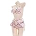 YOMORIO Lolita Cute Bows Bra and Panty Set Kawaii Anime Cosplay Underwear Strappy Bikini Lingerie Pink