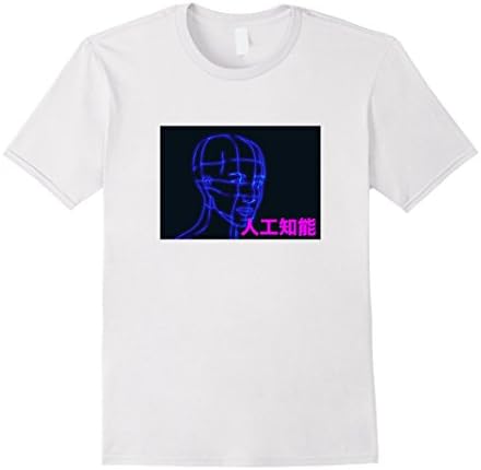 Mens Artificial Intelligence Aesthetic Streetwear Wavy T-Shirt Small White