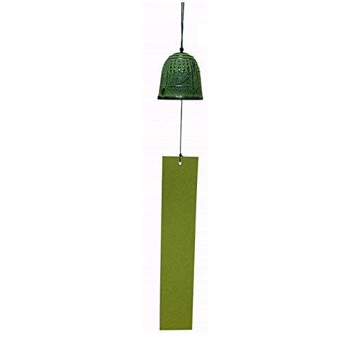 Heiyemon Japanese Wind Chime Nambu Iron Temple Bell Green Color Furin (Large)