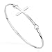 925 Sterling Silver, Rose or Gold-Plated Thin Line Sideways Cross Christian Wrap Bangle Bracelet
