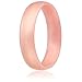 ROQ Silicone Rubber Wedding Ring for Men & Women, Comfort Fit, Men & Women's Wedding Band, Breathable Rubber Engagement Band, 6mm Wide 2mm Thick, Dome Solid Thin, Single, Rose Gold, Size 4