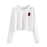 Chanyuhui Women Sweatshirts Pullover Ladies Clearance Cold Shoulder Rose Long Sleeve Shirt Tunic Tee Blouse Tops