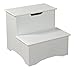 Kings Brand Large White Finish Wood Bedroom Step Stool With Storage