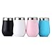 Wine Tumbler, ZUNIA 12oz Stainless Steel Double Wall Vaccum Insulation Stemless Wine Glass Cup Drink-Ware Glasses for Wine, Coffee, Champagne, Cocktails and Beer with Lid for Mrs Mom Aunts, Black