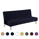 Armless Sofa Cover Stretch Sofa Bed Slipcover Protector Elastic Spandex Modern Simple Folding Couch Sofa Shield Futon Cover by Yunhigh - Black