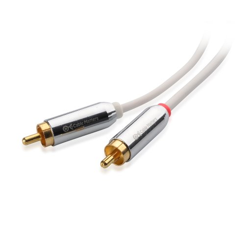 Cable Matters 3.5mm to RCA Cable (Stereo to RCA/Aux to RCA/Headphone Jack to RCA/RCA to Stereo) White 10 Feet - Thumbnail 3