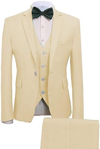Vincent Bridal Men's Suit Slim Fit Dress Prom Tuxedo for Wedding Dinner Party 3 Pieces Set Blazer Vest & Pants